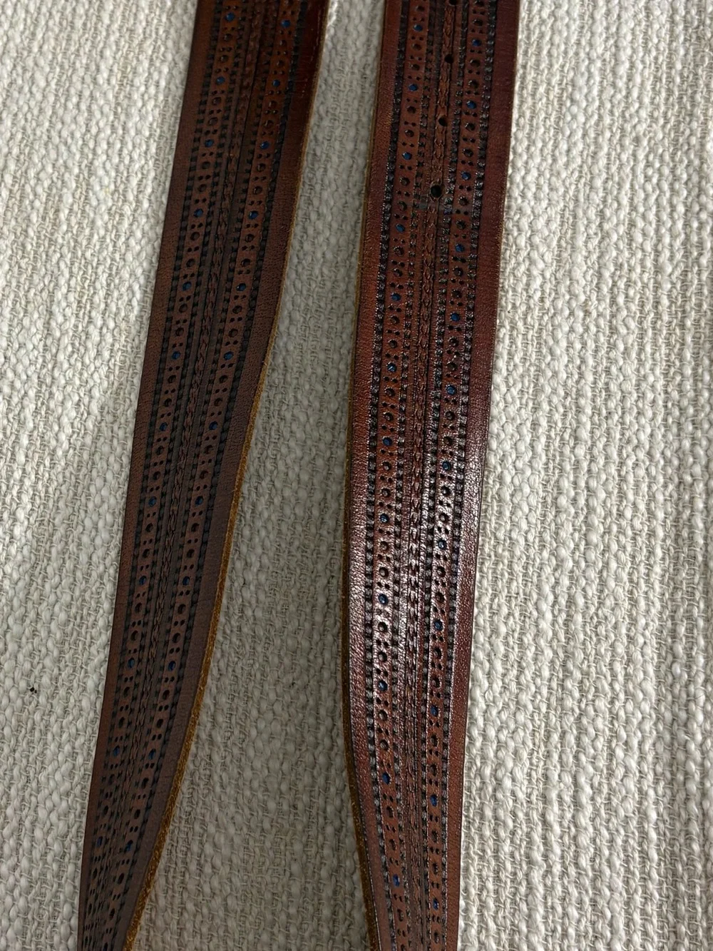 Men's Brown Leather Studded Belt with Decorative Buckle
